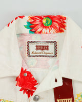 DSWT Vintage 1980s Sisley Women's Floral Cropped Canvas Denim Jacket - M