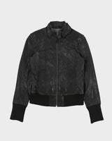 Vintage Y2K 00s Danier Women's Calfskin Leather Ribbed Cafe Racer Moto Jacket - XS