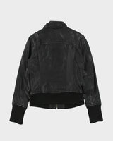Vintage Y2K 00s Danier Women's Calfskin Leather Ribbed Cafe Racer Moto Jacket - XS