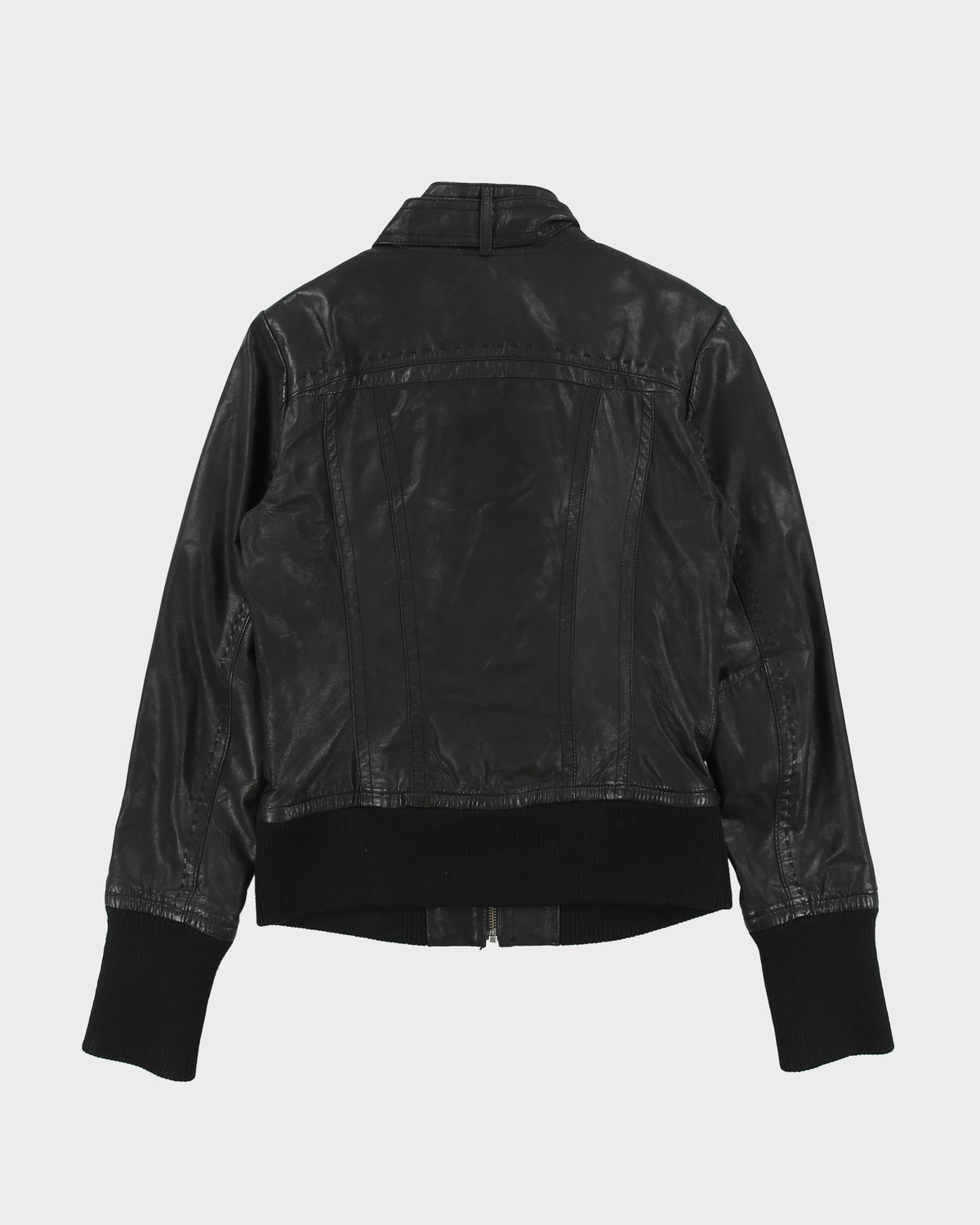 Vintage Y2K 00s Danier Women's Calfskin Leather Ribbed Cafe Racer Moto Jacket - XS