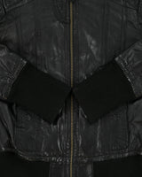 Vintage Y2K 00s Danier Women's Calfskin Leather Ribbed Cafe Racer Moto Jacket - XS