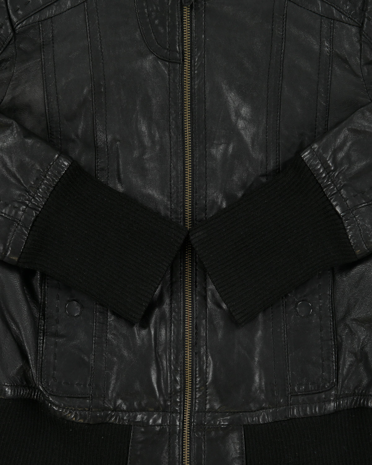Vintage Y2K 00s Danier Women's Calfskin Leather Ribbed Cafe Racer Moto Jacket - XS