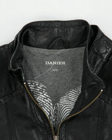 Vintage Y2K 00s Danier Women's Calfskin Leather Ribbed Cafe Racer Moto Jacket - XS