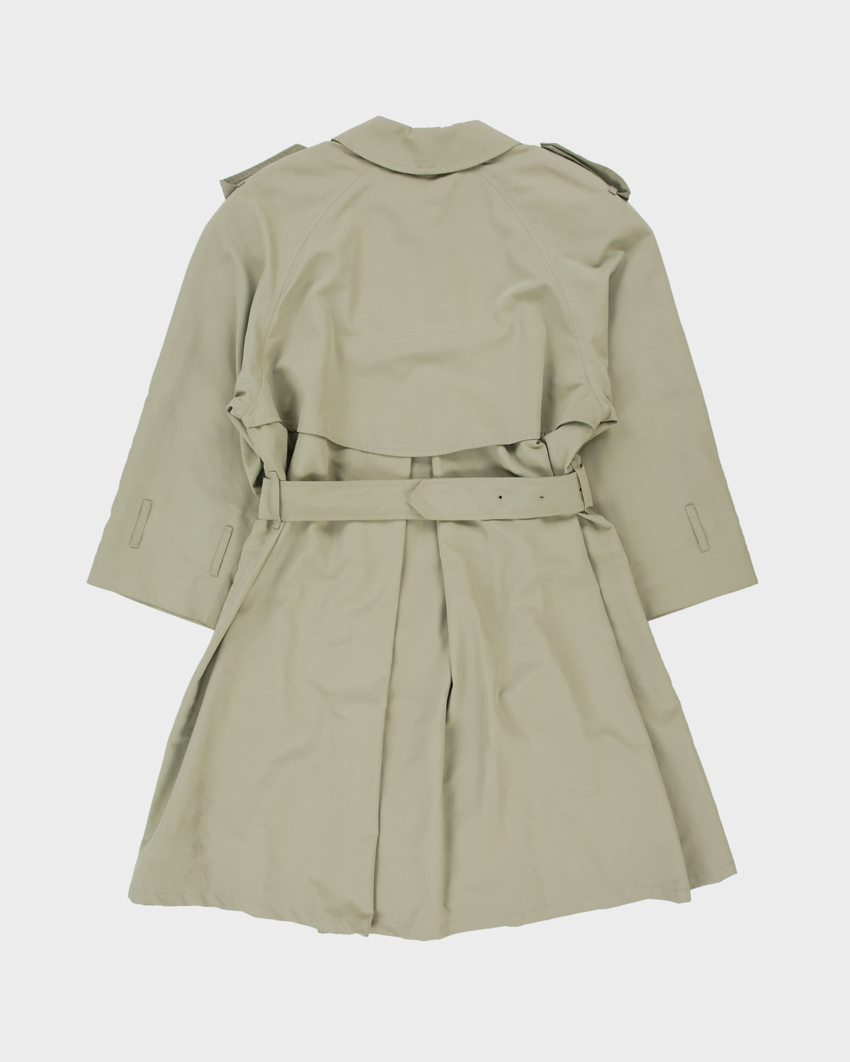 Vintage 1990s Burberry Women's Khaki Made &amp; Hand Finished In England Nova Check Lined Double Breasted Trench Coat - S