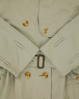 Vintage 1990s Burberry Women's Khaki Made &amp; Hand Finished In England Nova Check Lined Double Breasted Trench Coat - S