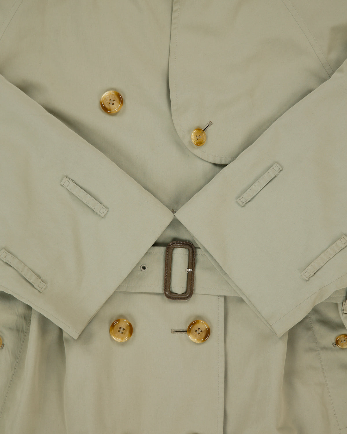 Vintage 1990s Burberry Women's Khaki Made &amp; Hand Finished In England Nova Check Lined Double Breasted Trench Coat - S