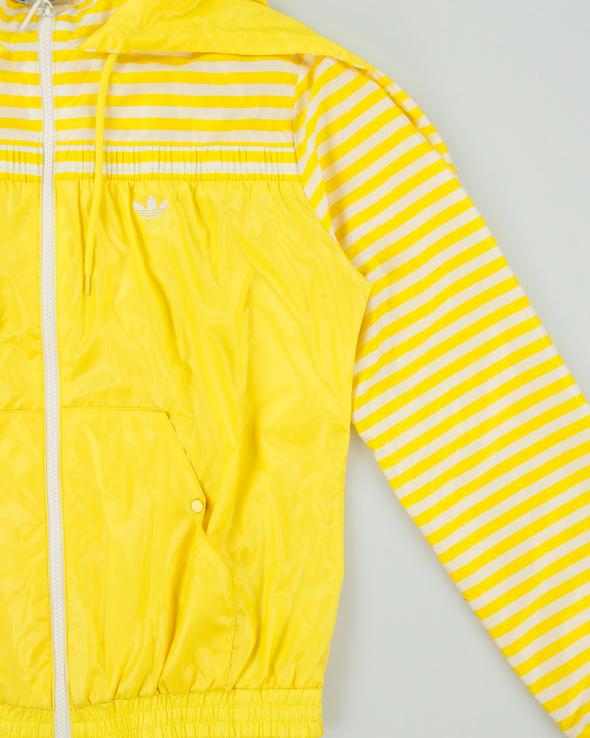 Vintage Y2K 00s Adidas Originals Women's Striped Shell Trefoil Split Hood Windbreaker Jacket - S
