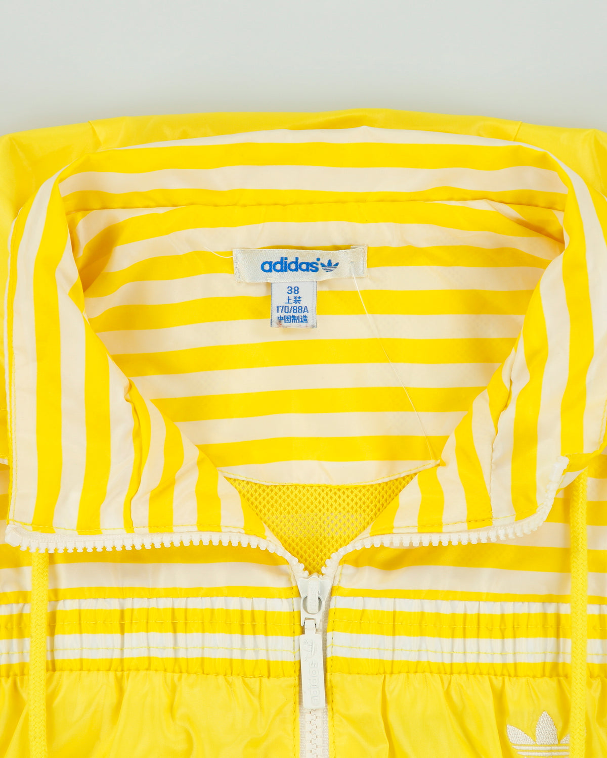 Vintage Y2K 00s Adidas Originals Women's Striped Shell Trefoil Split Hood Windbreaker Jacket - S