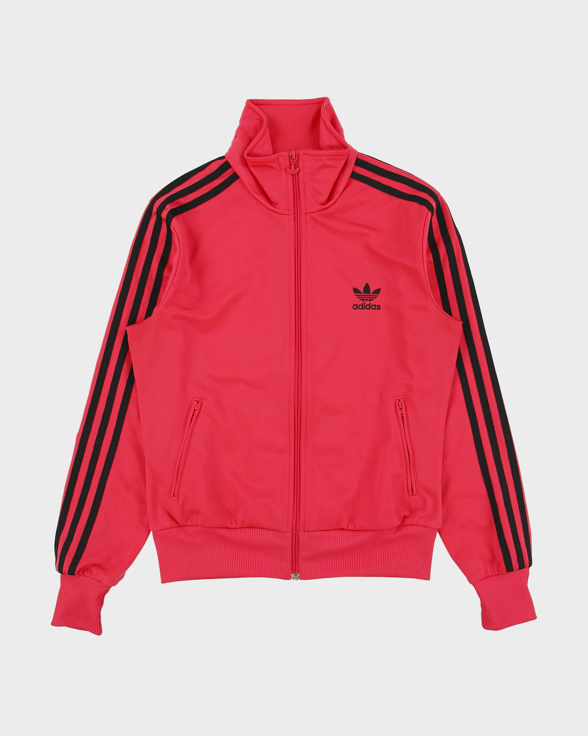 Vintage Adidas Originals Women's Hot Pink Faded Trefoil Firebird Track Jacket - M