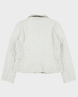 Vintage Y2K 00s Burberry Women's White Nova Check Lined Cropped Quilted Slim Fit Jacket - L