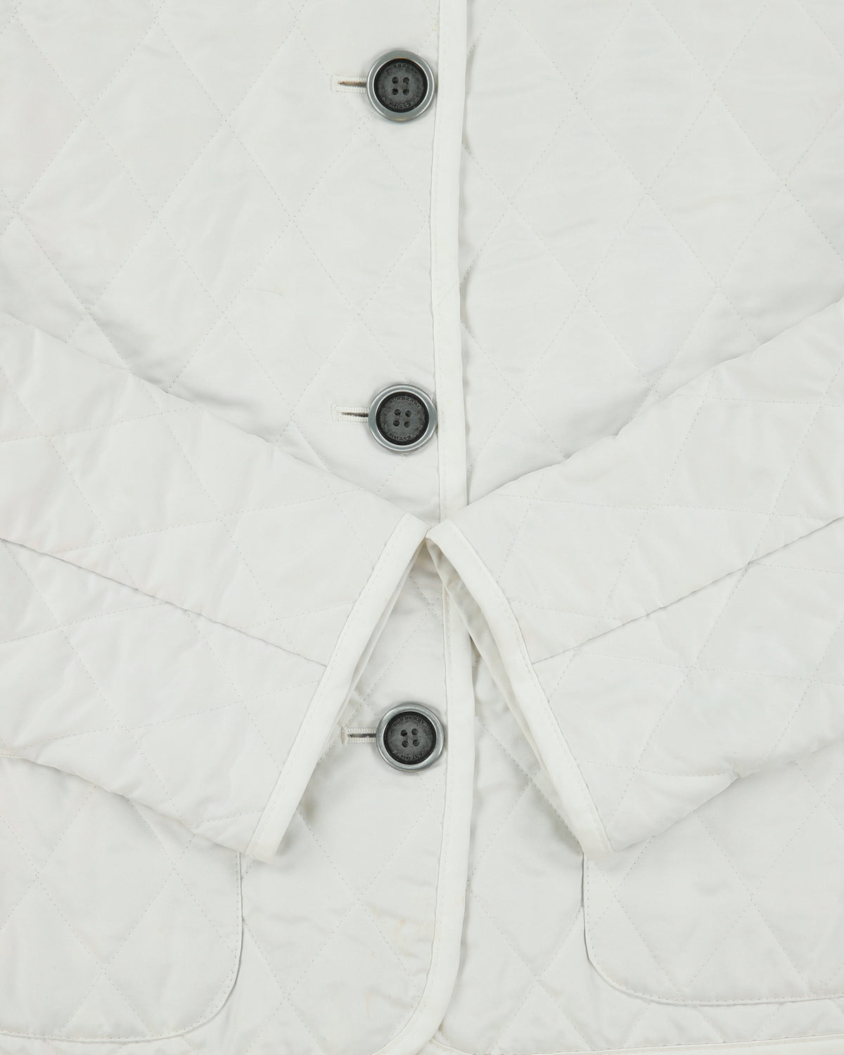 Vintage Y2K 00s Burberry Women's White Nova Check Lined Cropped Quilted Slim Fit Jacket - L