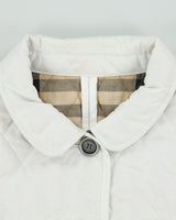 Vintage Y2K 00s Burberry Women's White Nova Check Lined Cropped Quilted Slim Fit Jacket - L