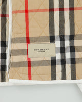 Vintage Y2K 00s Burberry Women's White Nova Check Lined Cropped Quilted Slim Fit Jacket - L