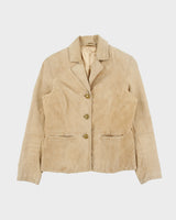 Vintage 1990s Ruff Hewn Women's Tan Suede Blazer Jacket - M