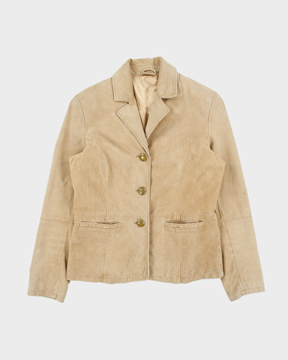 Vintage 1990s Ruff Hewn Women's Tan Suede Blazer Jacket - M
