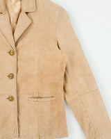 Vintage 1990s Ruff Hewn Women's Tan Suede Blazer Jacket - M