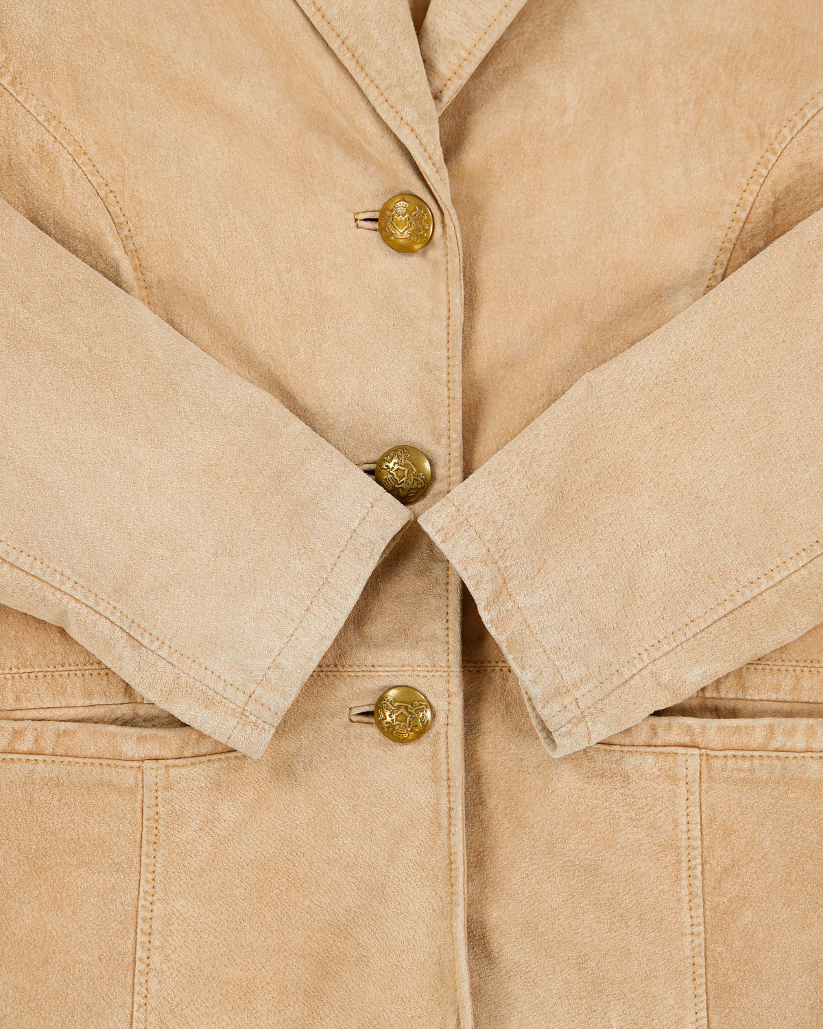 Vintage 1990s Ruff Hewn Women's Tan Suede Blazer Jacket - M