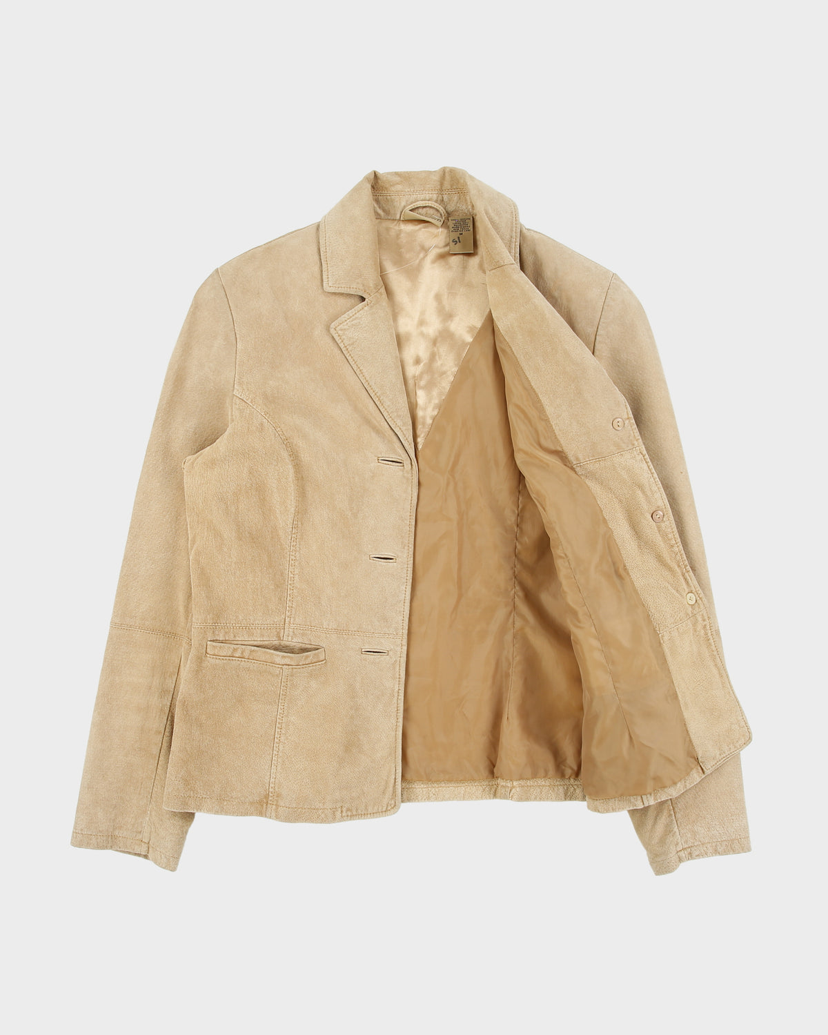 Vintage 1990s Ruff Hewn Women's Tan Suede Blazer Jacket - M