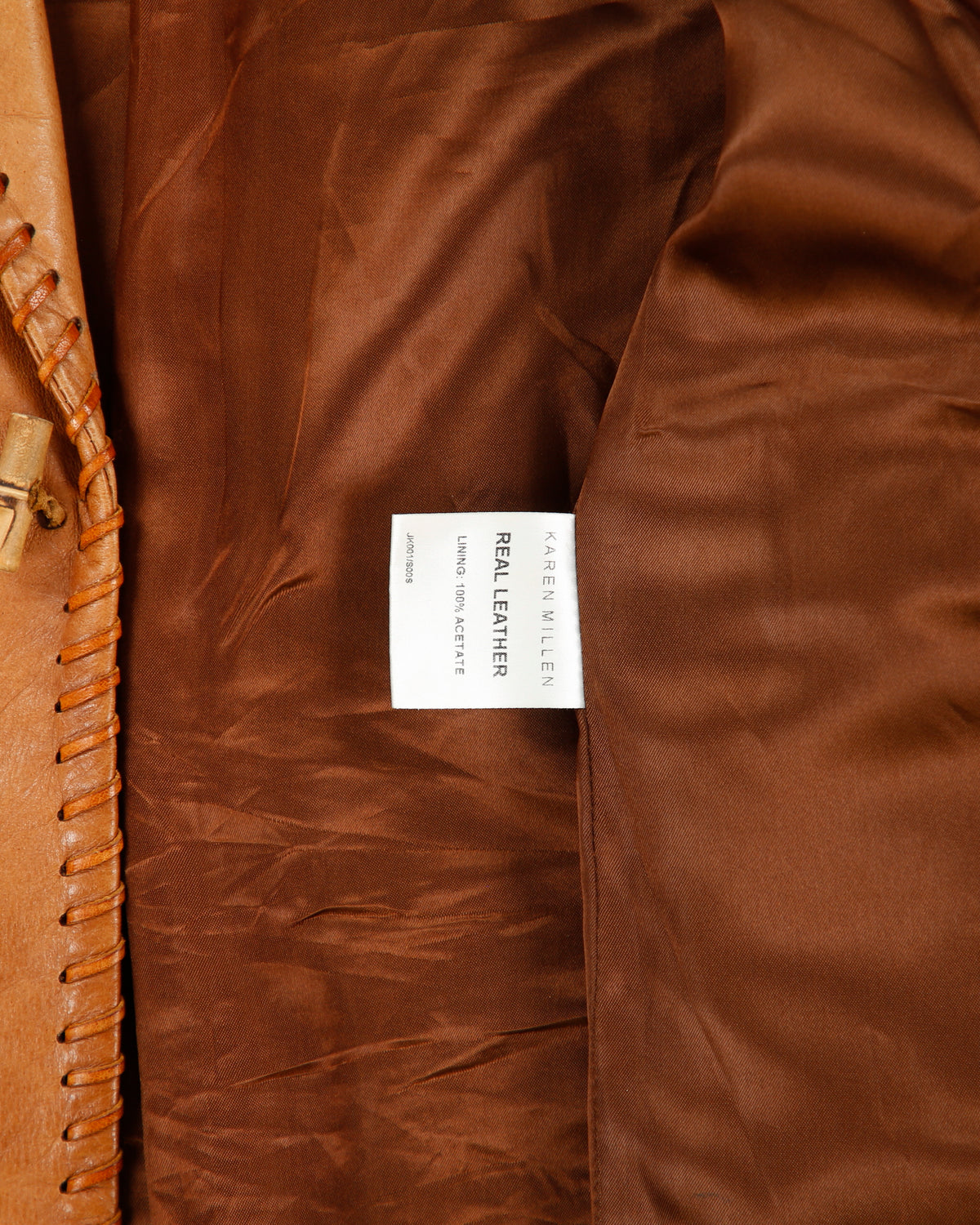 Vintage 1990s Karen Millen Women's Tan Calfskin Leather Whipstitch Western Blazer Jacket - M