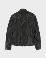 Vintage Y2K 00s Danier Women's Italian Calfskin Leather Cafe Racer Moto Jacket - M