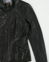 Vintage Y2K 00s Danier Women's Italian Calfskin Leather Cafe Racer Moto Jacket - M