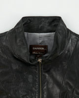 Vintage Y2K 00s Danier Women's Italian Calfskin Leather Cafe Racer Moto Jacket - M