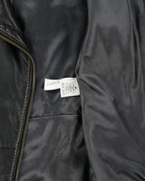 Vintage Y2K 00s Crisca Women's Lambskin Leather Contrast Stitch Moto Biker Jacket - M