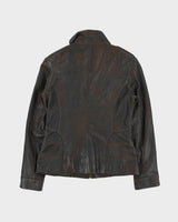Vintage Y2K 00s Danier Women's Patina Lambskin Leather Funnel Neck Moto Jacket - S