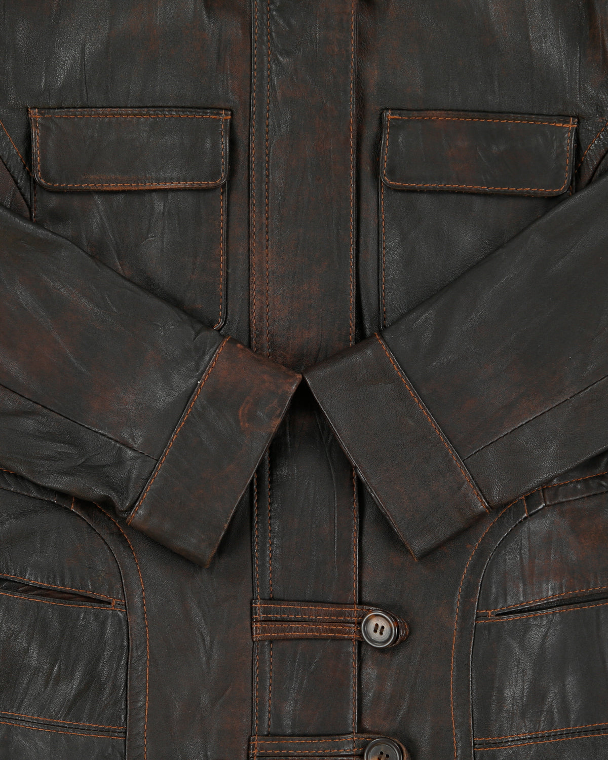 Vintage Y2K 00s Danier Women's Patina Lambskin Leather Funnel Neck Moto Jacket - S