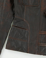 Vintage Y2K 00s Danier Women's Patina Lambskin Leather Funnel Neck Moto Jacket - S