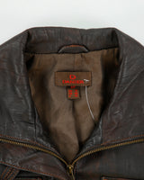 Vintage Y2K 00s Danier Women's Patina Lambskin Leather Funnel Neck Moto Jacket - S