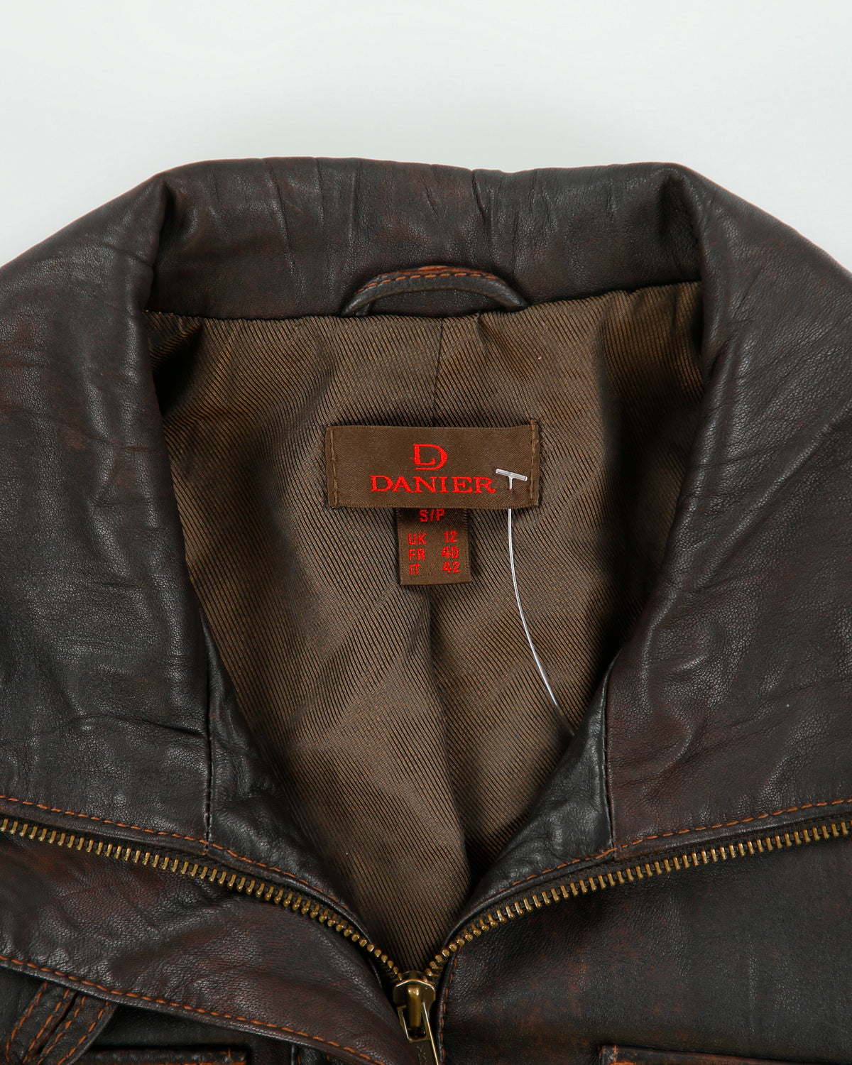 Vintage Y2K 00s Danier Women's Patina Lambskin Leather Funnel Neck Moto Jacket - S