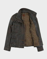 Vintage Y2K 00s Danier Women's Patina Lambskin Leather Funnel Neck Moto Jacket - S