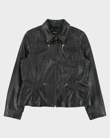 Vintage Y2K 00s Danier Women's Calfskin Leather Quilt Lined Moto Jacket - XL