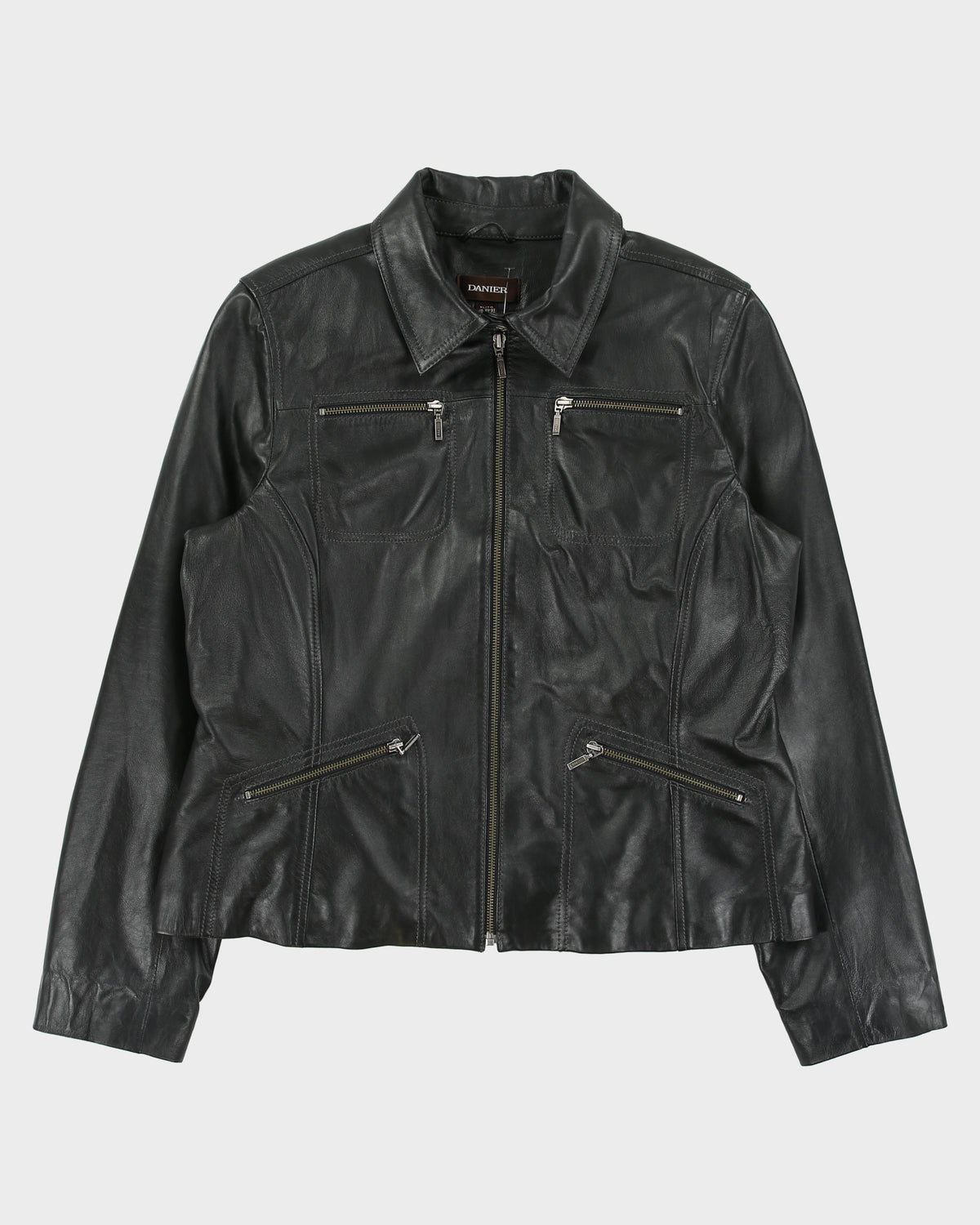 Vintage Y2K 00s Danier Women's Calfskin Leather Quilt Lined Moto Jacket - XL