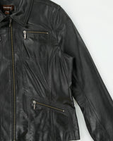 Vintage Y2K 00s Danier Women's Calfskin Leather Quilt Lined Moto Jacket - XL