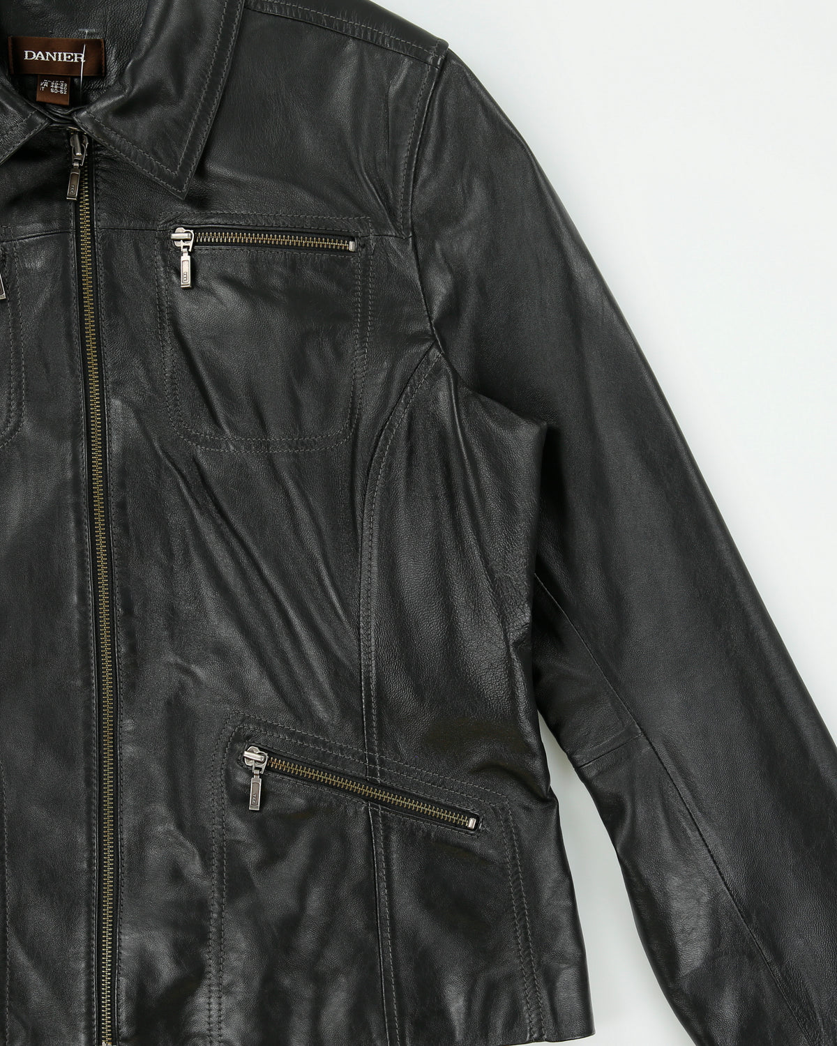 Vintage Y2K 00s Danier Women's Calfskin Leather Quilt Lined Moto Jacket - XL