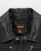 Vintage Y2K 00s Danier Women's Calfskin Leather Quilt Lined Moto Jacket - XL