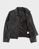 Vintage Y2K 00s Danier Women's Calfskin Leather Quilt Lined Moto Jacket - XL