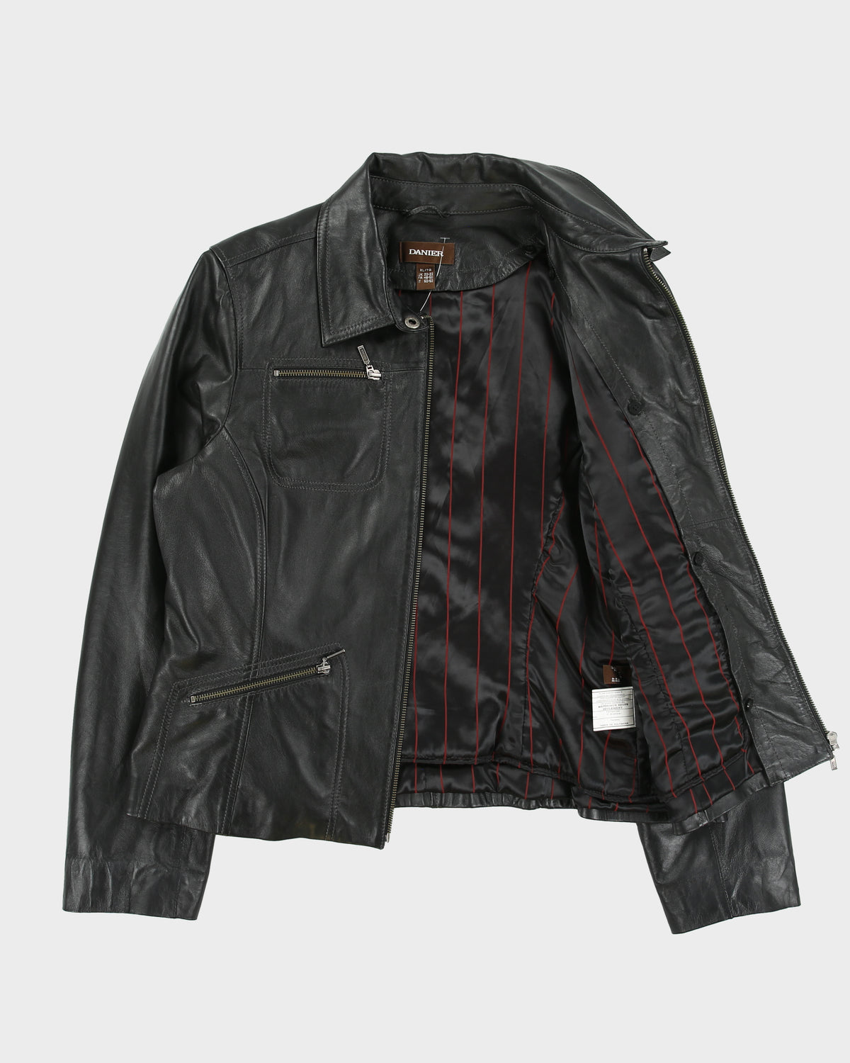 Vintage Y2K 00s Danier Women's Calfskin Leather Quilt Lined Moto Jacket - XL
