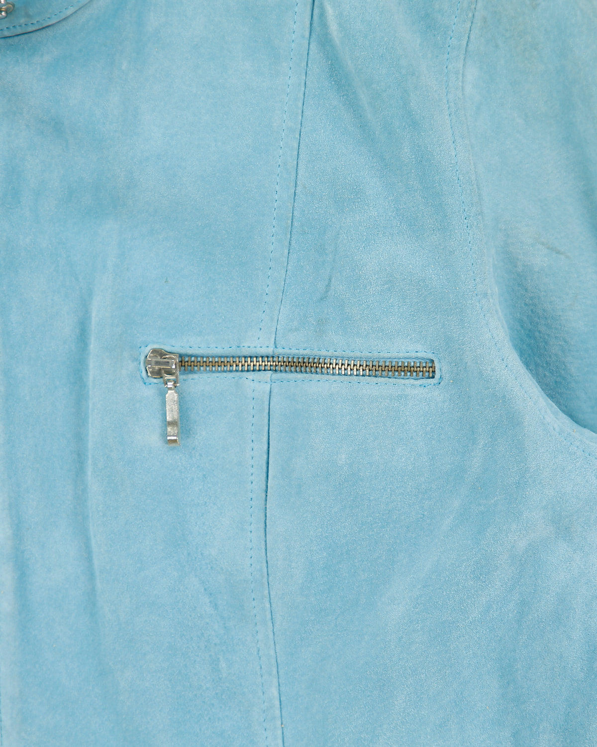 Vintage Y2K 00s Très You Women's Aqua Blue Suede Cafe Racer Moto Jacket - XL