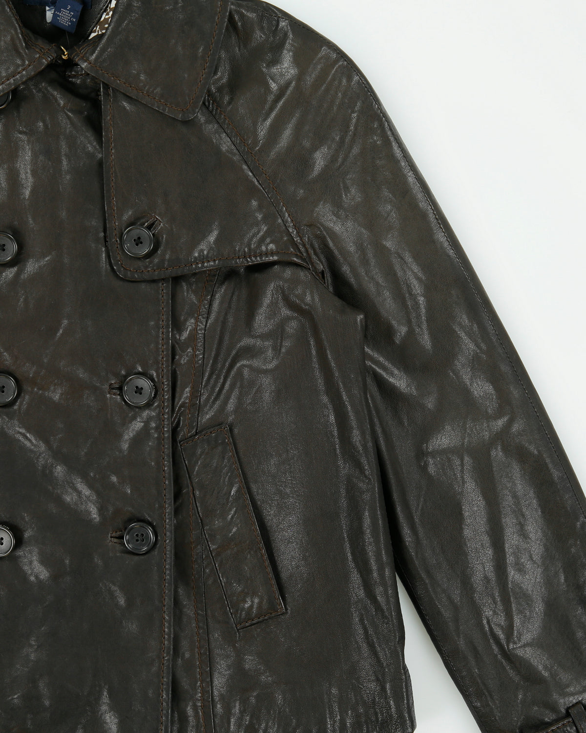 Vintage Y2K 00s Tommy Hilfiger Women's Lambskin Leather Double Breasted Peacoat Jacket - XS