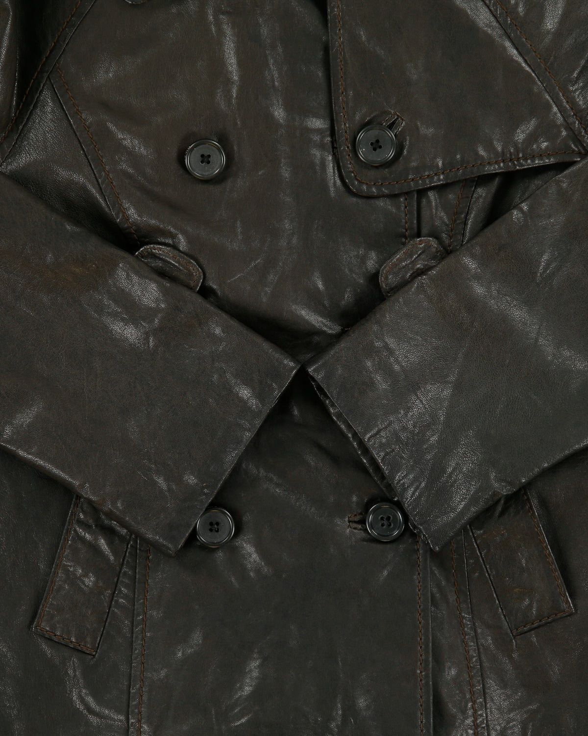 Vintage Y2K 00s Tommy Hilfiger Women's Lambskin Leather Double Breasted Peacoat Jacket - XS