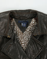 Vintage Y2K 00s Tommy Hilfiger Women's Lambskin Leather Double Breasted Peacoat Jacket - XS