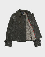 Vintage Y2K 00s Tommy Hilfiger Women's Lambskin Leather Double Breasted Peacoat Jacket - XS
