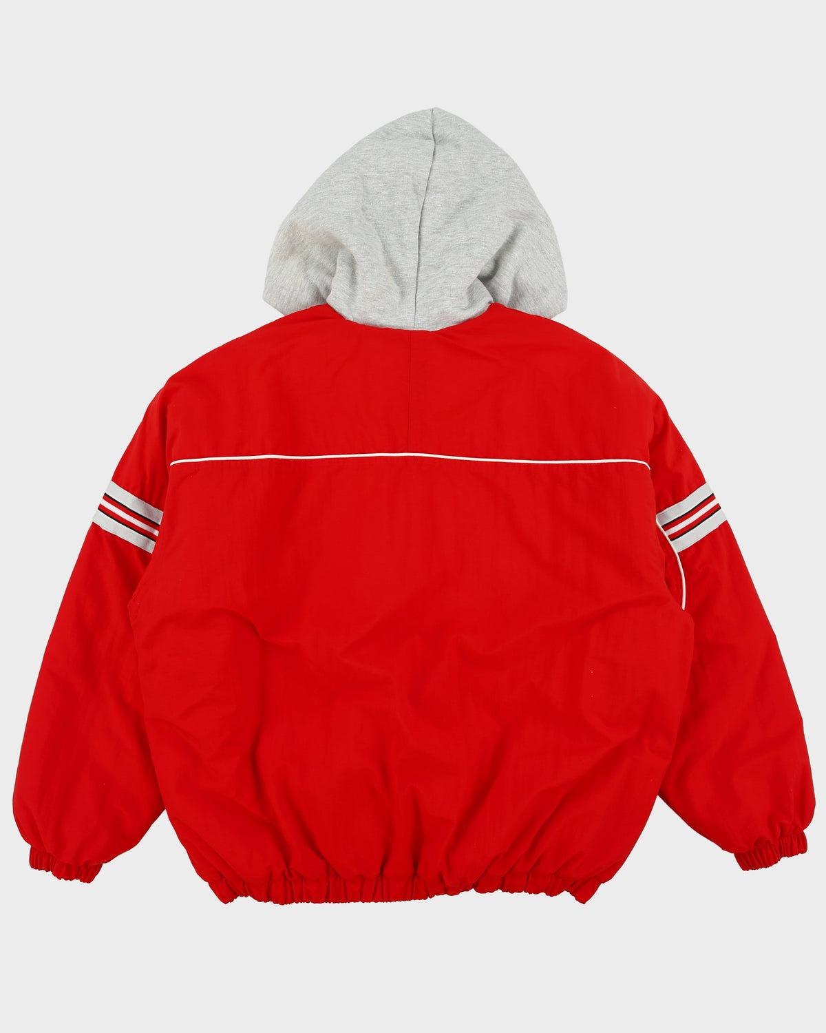 Vintage 1990s Nike Women's Quilt Lined Striped Shell Hooded Puffer Jacket - XL