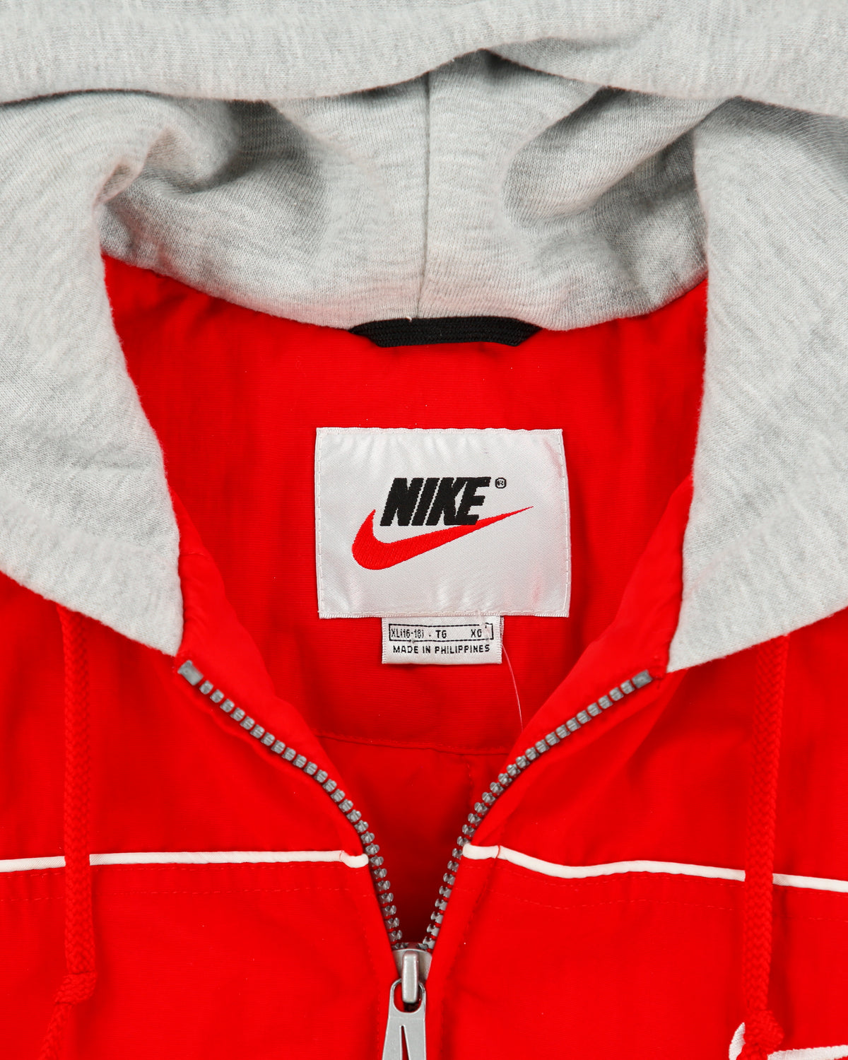 Vintage 1990s Nike Women's Quilt Lined Striped Shell Hooded Puffer Jacket - XL