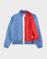 Vintage Lacoste Live Women's Quilt Lined Satin Blue Croc Bomber Jacket - S