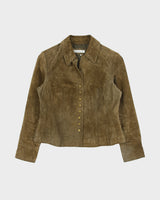 Vintage 1990s Coldwater Creek Suede Popper Jacket - S