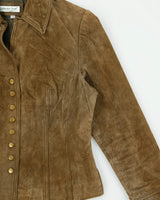 Vintage 1990s Coldwater Creek Suede Popper Jacket - S